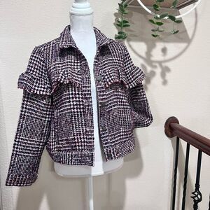 JACK by BB Dakota tweed ruffle jacket, sz Medium